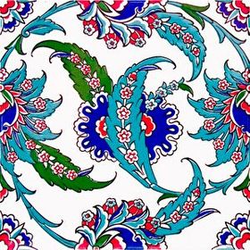 Armada Çini AC 1 Yaprak Desenli Kütahya 20x20 cm Çini Karo