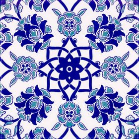 Armada Çini Ac 10 20x20 cm Selçuk Mavi Çiçek Desenli Kütahya Çini