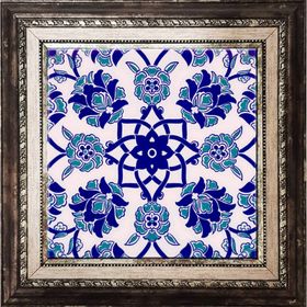 Armada Çini Ac 10 20x20 cm Selçuk Mavi Çiçek Desenli Kütahya Çini