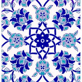 Armada Çini Ac 10 20x20 cm Selçuk Mavi Çiçek Desenli Kütahya Çini