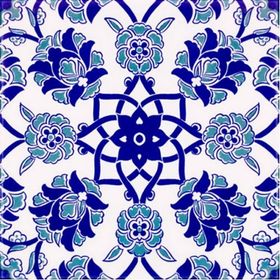 Armada Çini Ac 10 20x20 cm Selçuk Mavi Çiçek Desenli Kütahya Çini