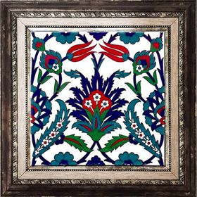 Armada Çini Ac 19 20x20 cm Laleli Desen Osmanlı Çini Seramik Karo