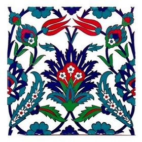 Armada Çini Ac 19 20x20 cm Laleli Desen Osmanlı Çini Seramik Karo
