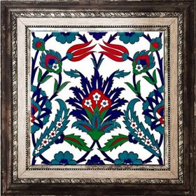 Armada Çini Ac 19 20x20 cm Laleli Desen Osmanlı Çini Seramik Karo