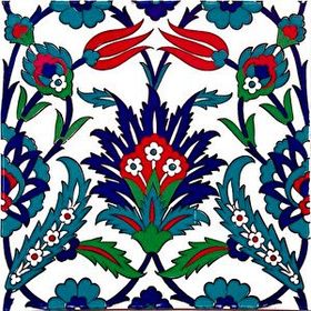 Armada Çini Ac 19 20x20 cm Laleli Desen Osmanlı Çini Seramik Karo