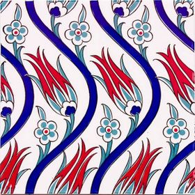Armada Çini Ac 20 20x20 cm Sarmaşık Lale Desenli Çini Seramik Karo