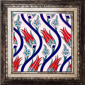Armada Çini Ac 20 20x20 cm Sarmaşık Lale Desenli Çini Seramik Karo