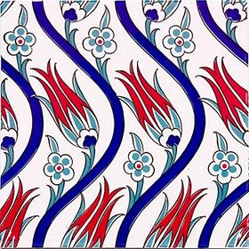 Armada Çini Ac 20 20x20 cm Sarmaşık Lale Desenli Çini Seramik Karo