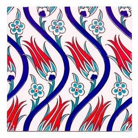 Armada Çini Ac 20 20x20 cm Sarmaşık Lale Desenli Çini Seramik Karo