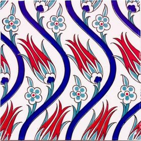 Armada Çini Ac 20 20x20 cm Sarmaşık Lale Desenli Çini Seramik Karo