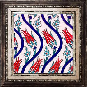 Armada Çini Ac 20 20x20 cm Sarmaşık Lale Desenli Çini Seramik Karo