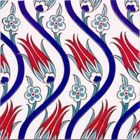 Armada Çini Ac 20 20x20 cm Sarmaşık Lale Desenli Çini Seramik Karo