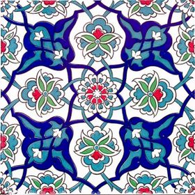 Armada Çini Ac 27 20x20 cm Kütahya Çini Rumi Desenli İznik Çini Karo