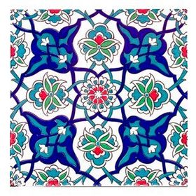 Armada Çini Ac 27 20x20 cm Kütahya Çini Rumi Desenli İznik Çini Karo