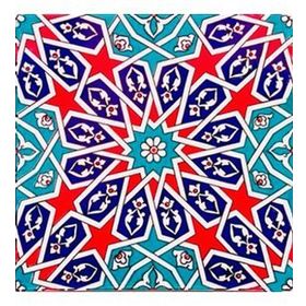 Armada Çini Ac 28 20x20 cm Geometrik Desenli İznik Kırmızı Çini Karo