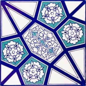 Armada Çini AC 3 A 20x20 cm Geometrik Mavi Beyaz Desen Çini Karo