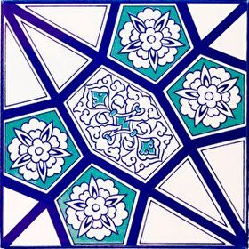 Armada Çini AC 3 A 20x20 cm Geometrik Mavi Beyaz Desen Çini Karo