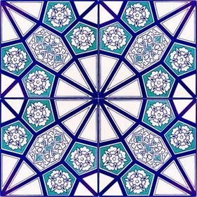 Armada Çini AC 3 A 20x20 cm Geometrik Mavi Beyaz Desen Çini Karo