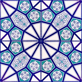 Armada Çini AC 3 A 20x20 cm Geometrik Mavi Beyaz Desen Çini Karo