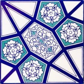 Armada Çini AC 3 A 20x20 cm Geometrik Mavi Beyaz Desen Çini Karo