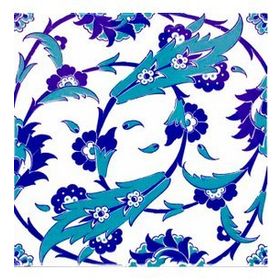 Armada Çini Ac 32 20x20 cm Selçuklu Mavi Beyaz Kütahya Çini Karo