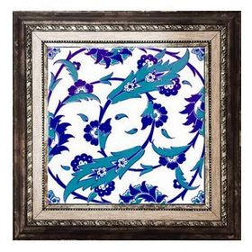 Armada Çini Ac 32 Selçuklu Mavi Beyaz Kütahya Çini 20x20 cm Pano