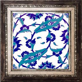Armada Çini Ac 32 Selçuklu Mavi Beyaz Kütahya Çini 20x20 cm Pano