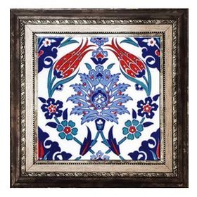 Armada Çini Ac 4 İznik Lale Desen Kütahya Çini 20x20 cm Seramik Pano