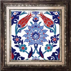 Armada Çini Ac 4 İznik Lale Desen Kütahya Çini 20x20 cm Seramik Pano