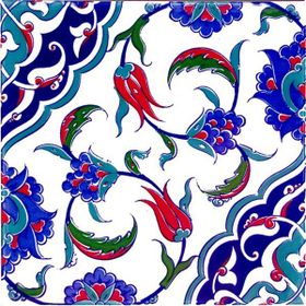 Armada Çini Ac 44 20x20 cm Osmanlı İznik Desen Kütahya Çini Karo