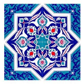 Armada Çini Ac 49 20x20 cm Türkmen Yıldız Desenli Kütahya Çini Karo