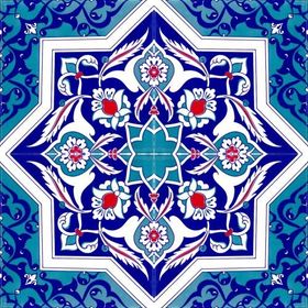 Armada Çini Ac 49 20x20 cm Türkmen Yıldız Desenli Kütahya Çini Karo