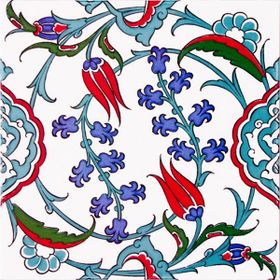 Armada Çini Ac 5 20x20 cm İznik Dönence Çiçek Desenli Çini Karo