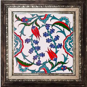 Armada Çini Ac 5 20x20 cm İznik Dönence Çiçek Desenli Çini Karo