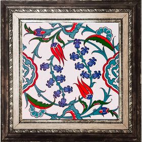 Armada Çini Ac 5 20x20 cm İznik Dönence Çiçek Desenli Çini Karo