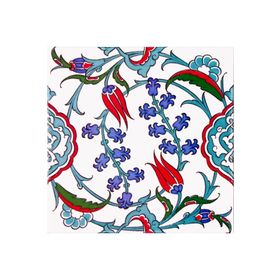 Armada Çini Ac 5 20x20 cm İznik Dönence Çiçek Desenli Çini Karo