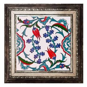 Armada Çini Ac 5 20x20 cm İznik Dönence Çiçek Desenli Çini Karo