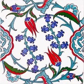 Armada Çini Ac 5 20x20 cm İznik Dönence Çiçek Desenli Çini Karo