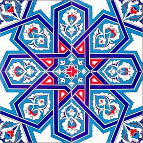 Armada Çini Ac 72 20x20 cm Selçuk Yıldızı Geometrik Çini Karo