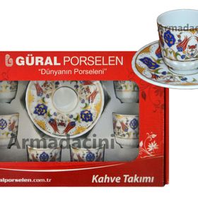 Armada Çini Ar 643 Çift Lale Altın Yaldızlı Porselen 6'lı Fincan Takımı