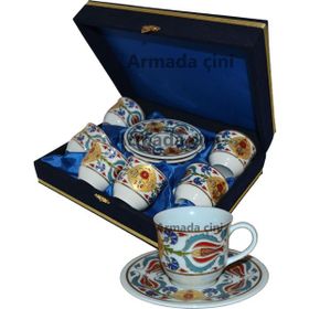 Armada Çini Ar 652 Lale Göbek Altın Yaldızlı 6'lı Porselen Fincan Takımı
