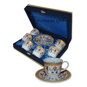 Armada Çini AR651 Küçükk Lale Altın Yaldızlı 6'lı Porselen Fincan Takımı
