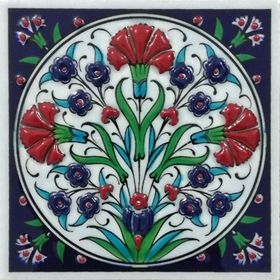 Armada Çini ED 105 Üç Karanfil El Dekoru 10x10 cm Çini