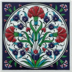 Armada Çini ED 105 Üç Karanfil El Dekoru 10x10 cm Çini