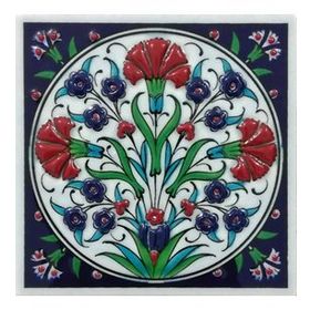 Armada Çini ED 105 Üç Karanfil El Dekoru 10x10 cm Çini