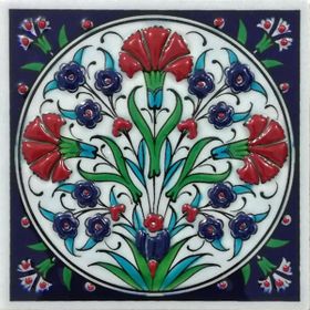 Armada Çini ED 105 Üç Karanfil El Dekoru 10x10 cm Çini