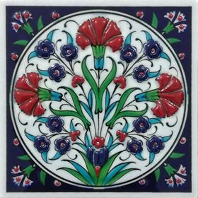 Armada Çini ED 105 Üç Karanfil El Dekoru 10x10 cm Çini