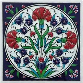 Armada Çini ED 105 Üç Karanfil El Dekoru 10x10 cm Çini