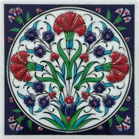 Armada Çini ED 105 Üç Karanfil El Dekoru 10x10 cm Çini