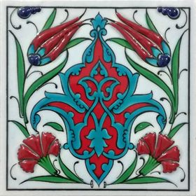 Armada Çini ED 107 10x10 cm İkili Lale Karanfil Kütahya Çini Pano